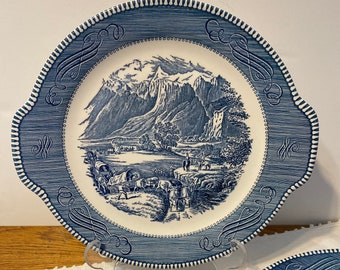 Assiette à gâteau ROCKY MOUNTAIN Currier and Ives/Décoration Americana vintage