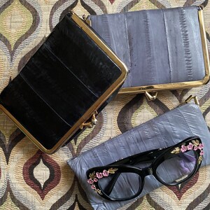 Vintage Eel Skin Eye Glass Case in Gray