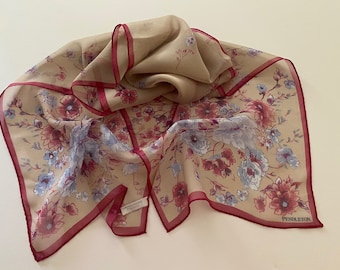 Vintage Pendleton Oblon/Chiffon Silk Scarf/Floral Print