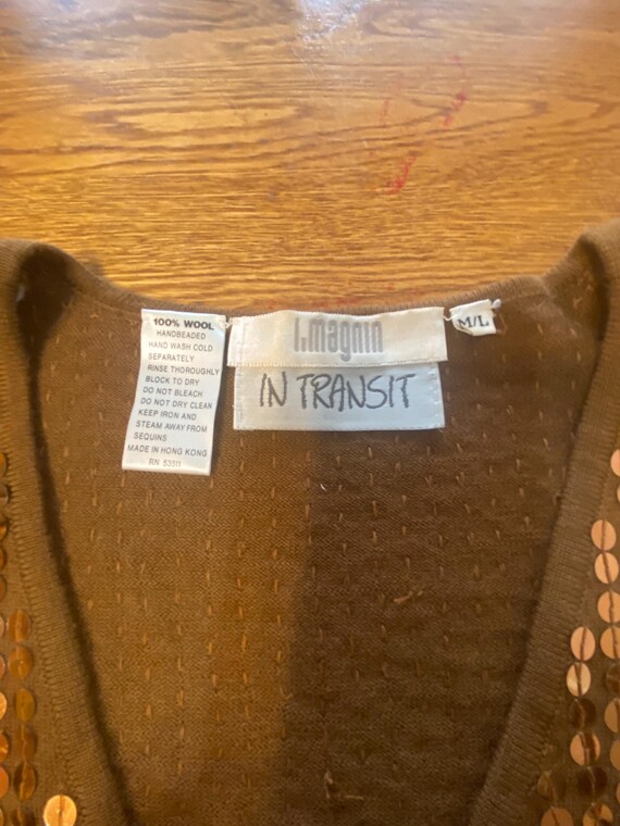 Bronze Sequence 100%Wool Sweater/Size M/L/Vintage… - image 8