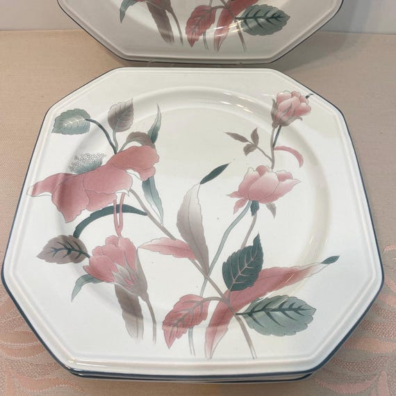 Mikasa Continental Silk Flower Dish Ware/ Octagon Plates/F3003/Replacement/Gift for Home