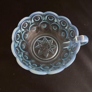 L E Smith Moon and Stars Blue Opalescent Bowl