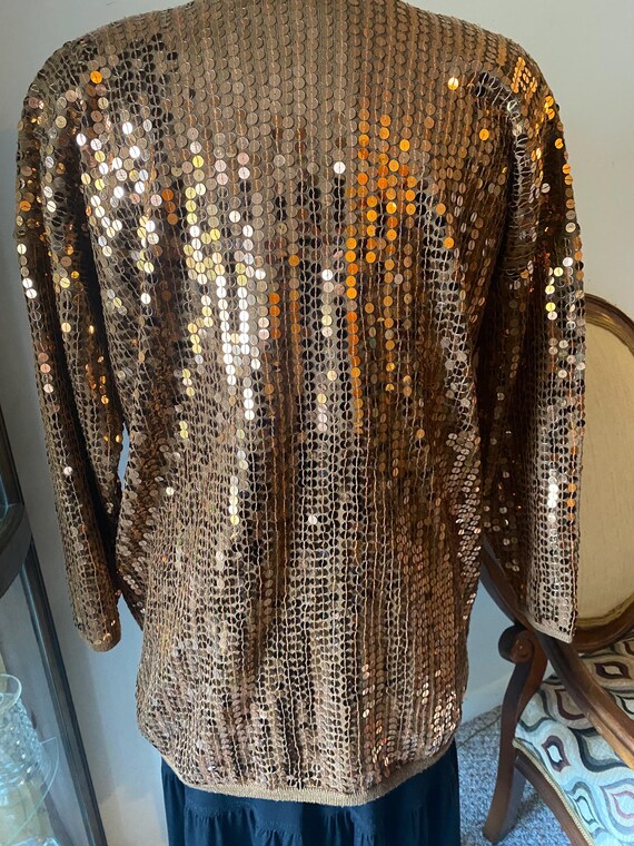 Bronze Sequence 100%Wool Sweater/Size M/L/Vintage… - image 4
