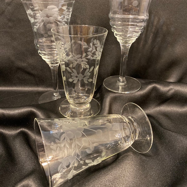 Vintage Etched Stemware/ Water/Ice Tea/Replacement