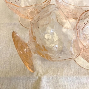 Pink Driftwood Crinkle Glass Footed Sherbert Bowls/Seneca/Morgantown/Set of 4