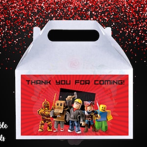 ROBLOX Gable box LABELS- Printable labels for Roblox Birthday favor box- Digital file ready to print! Print and enjoy! Birthday Boy Gifts