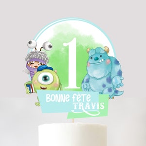 Monster inc CAKE TOPPER- Monsters birthday PRINTABLE cake topper- Boo, Sully and Mike. 1st Birthday Party- Watercolor pastel monsters