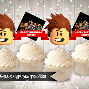 Roblox Free Printable Cake Toppers.  Figuras para cupcakes gratis,  Imprimibles para fiestas gratis, Decoraciones de fiesta de minecraft
