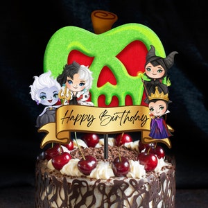 Villains Cake Topper- PRINTABLE Party like a villain Cake topper- Maleficent, cruella, evil queen, poison, birthday, halloween decor, ursula