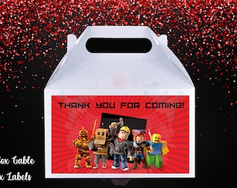 ROBLOX Gable box LABELS- Printable labels for Roblox Birthday favor box- Digital file ready to print! Print and enjoy! Birthday Boy Gifts