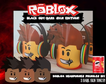 ROBLOX DARK skin Pringles Headphones - PRINTABLE template to create Roblox Pringles with headphones- Diy- Roblox video game party decor