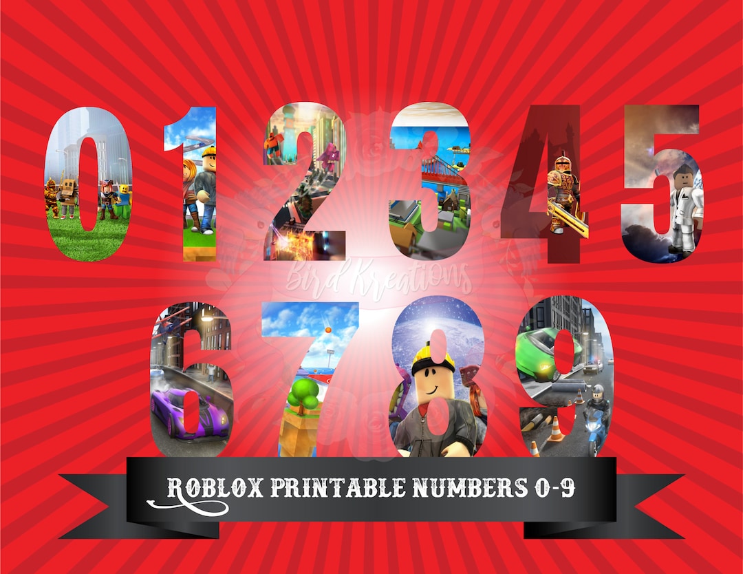 ROBLOX NUMBERS 0-9 Roblox Birthday PRINTABLE Numbers Roblox Landscape ...