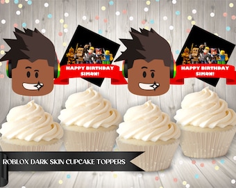 ROBLOX DARK SKIN toppers- Printable Roblox Birthday Cupcake toppers- Cupcakes, Roblox, Video Games, Birthday, Roblox Party, Birthday boy