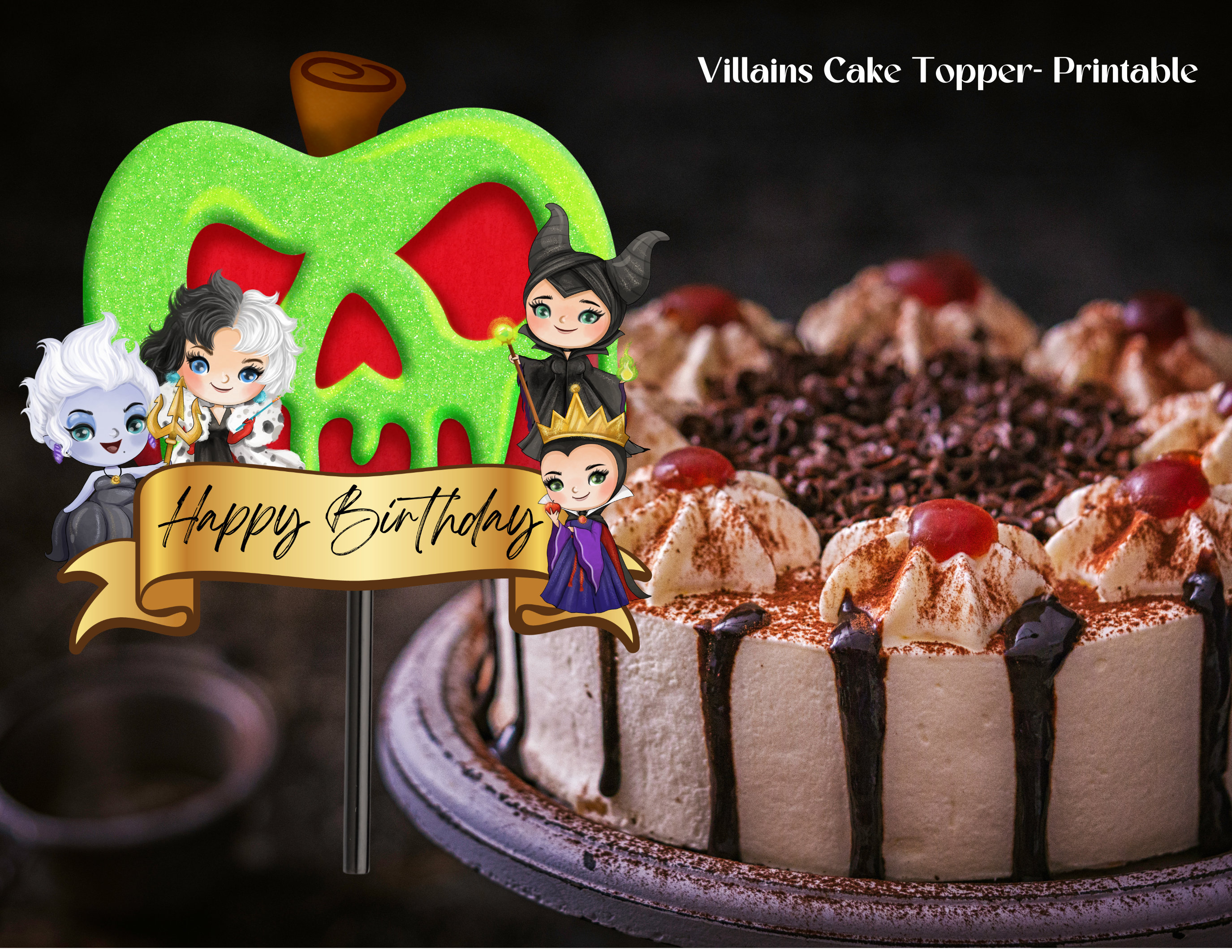Villains Cake Topper PRINTABLE Party Like a Villain Cake Etsy