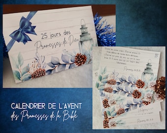 CALENDRIER de l'Avent de LA BIBLE- Promesses de Dieu - 25 jours de versets bibliques- Jésus, Christ, Christmas, Calendrier Noël Chrétien