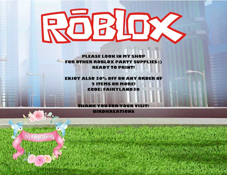 ROBLOX BIRTHDAY BANNER Printable Happy Birthday Banner Roblox Party Boy ...