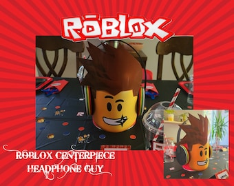 ROBLOX BIRTHDAY CENTERPIECE- Printable Roblox Template centerpiece- Big Roblox headphone guy- Print your roblox birthday centerpiece