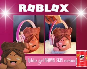 Roblox GIRL Pringles Favors- BROWN skin edition- Dark skin, girl roblox birthday favors- Roblox birthday party, Pringles can favor, surprise