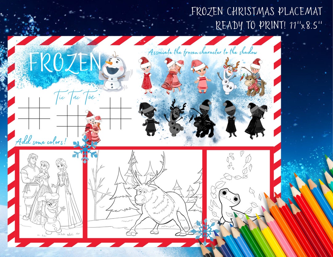 Christmas frozen PLACEMAT Printable ACTIVITY sheet 11x8.5'' digital ...
