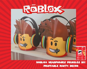 ROBLOX PRINGLES Headphones design- PRINTABLE template to create Roblox Pringles with headphones- Diy- Roblox video game party decor