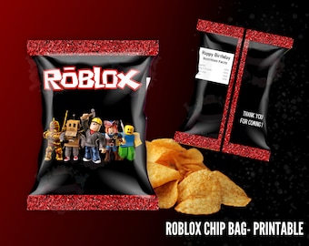 ROBLOX chips bag- PRINTABLE roblox chip bag- Birthday party- I design, You print! ROBLOX Party Favors