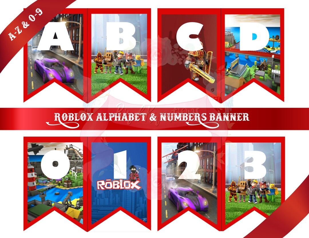 ROBLOX ALPHABET & Numbers BANNER Printable Complete A to Z and 0 to 9