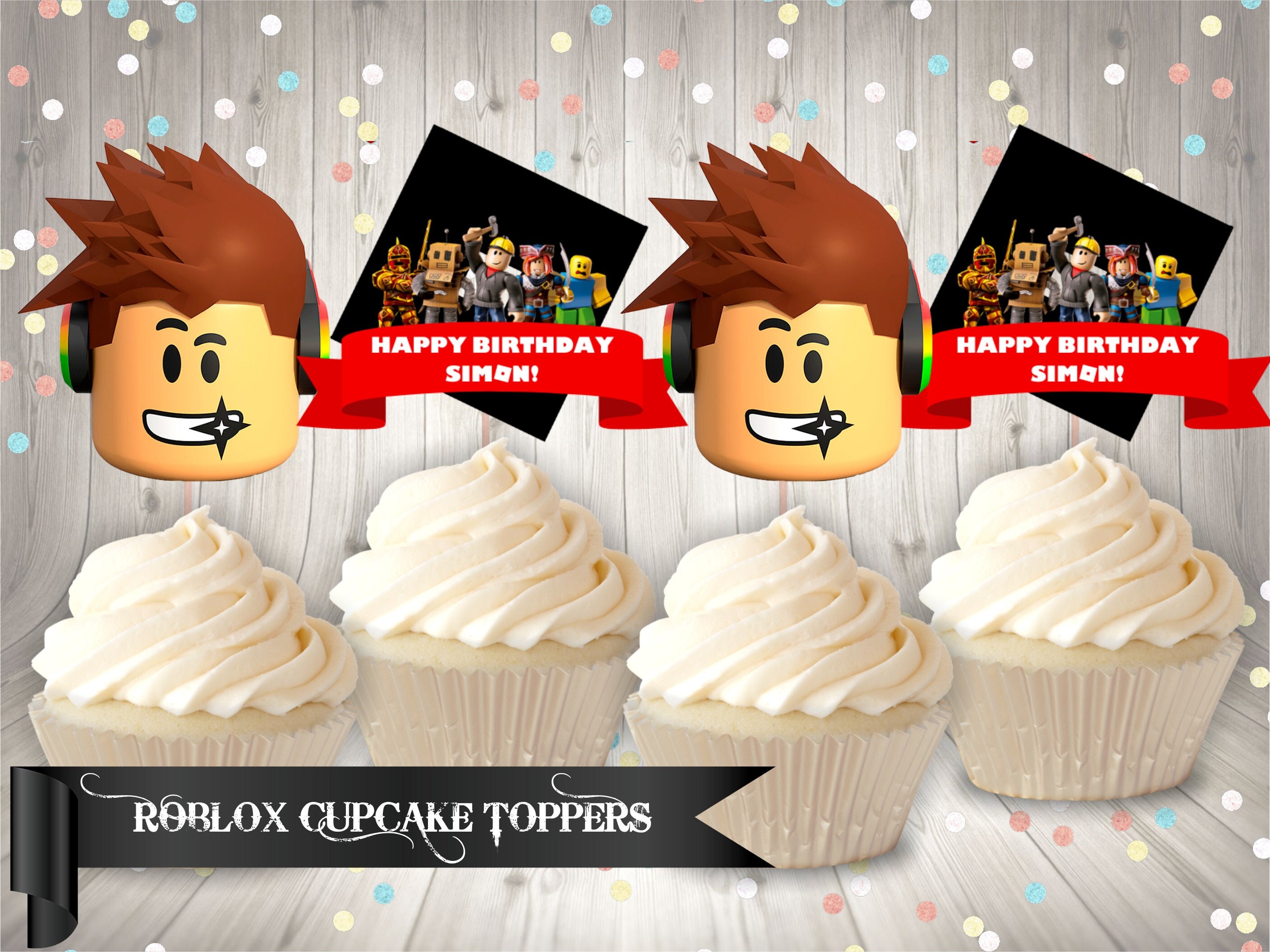 ROBLOX CUPCAKE TOPPERS- Printable Roblox Birthday Party Cupcake toppers- Cupcakes, Roblox, Video Games, Birthday, Roblox Party, Birthday boy
