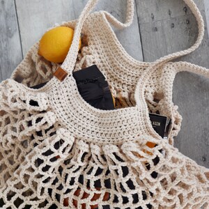 Large Market Bag // Cotton // Crocheted Grocery Bag // Over-the-shoulder