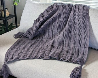 Throw Blanket // Textured Herringbone // Purple Haze Baby Blanket // Crochet Afghan // Modern Baby Gift