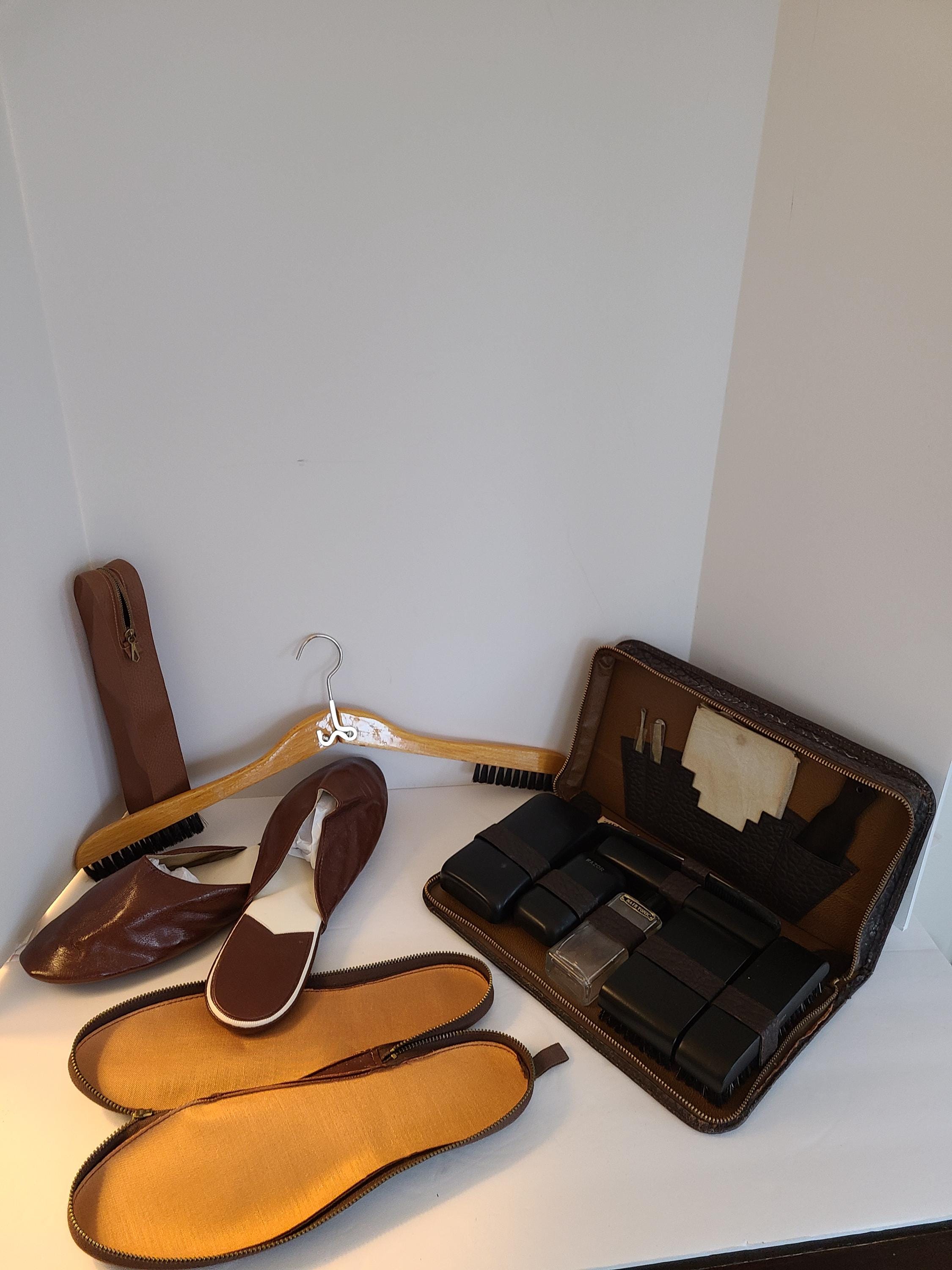 Vintage Mens Leather Travel Slippers - Etsy