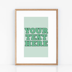 Custom Printable * Your Text * Retro, Wall Art Prints, Printable Art, Vintage, Minimalist, Wall Decor, Green