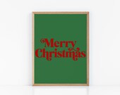 Merry Christmas typography, Wall Art Prints, Printable Art, Christmas Print, Typography, Black And White, Minimalist, Holiday Decor