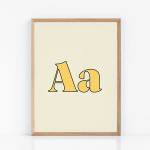 Aa * Typography Printable, Wall Art Prints, Printable Art, Typography, Nursery Wall Decor, Yellow, Gender Neutral