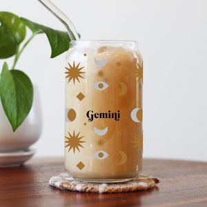 Gemini Sun Moon and Stars 16oz Libbey Cup Wrap SVG | Zodiac SVG | Astrology | Silver Gold | Libbey Cup Wrap