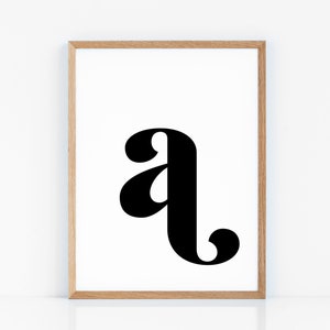 Letter *a* typography, Wall Art Prints, Printable Art, Alphabet Print, Typography, Black And White, Minimalist, Wall Decor