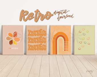 Retro Font, Positive 70s Decor, Retro Printable Poster, Aesthetic Room, Printable Wall Art, Playroom Wall Art, Colorful Art,Digital Wall Art