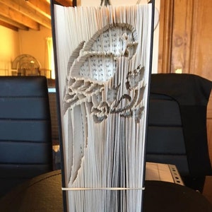 African Grey Parrot Cut & Fold/Combi Fold Book Art PATTERN, DIY PATTERN