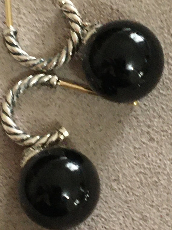 David Yurman solari Onyx  Earrings 10mm onyx pear… - image 9