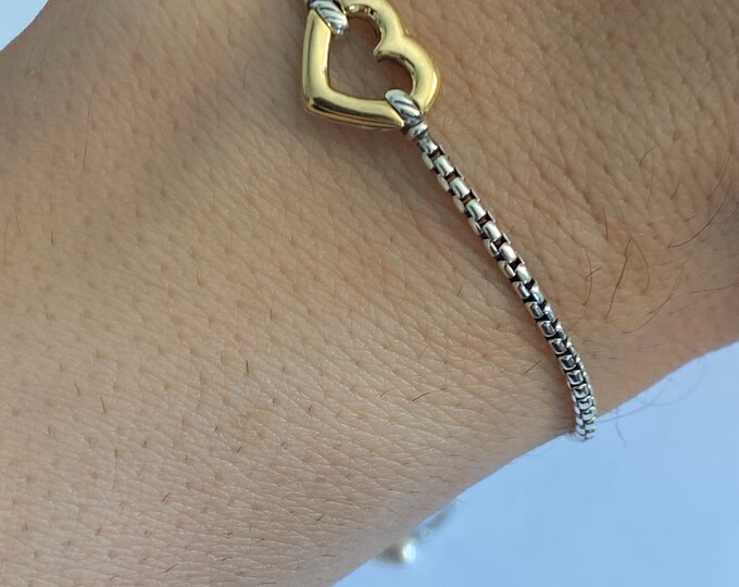 Previously Used  David Yurman 18K Gold  Heart Station Adjustable Bracelet