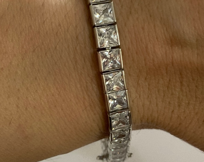 925 Sterling Silver, Nickel free Tennis Bracelet & Rhodium, 15ct+ Tennis Bracelet
