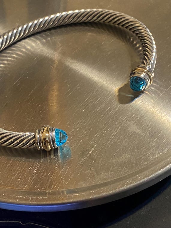 Previously Used David Yurman Cuff Bracelet 5mm blue Topaz Large
