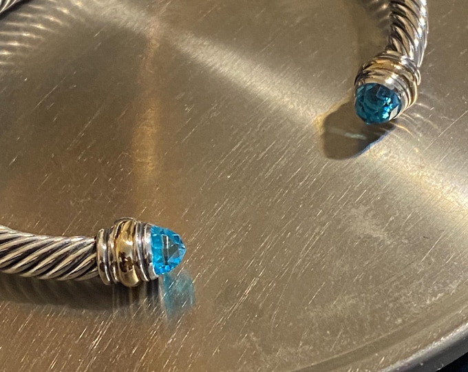 Previously Used David Yurman Cuff Bracelet 5mm blue Topaz Large
