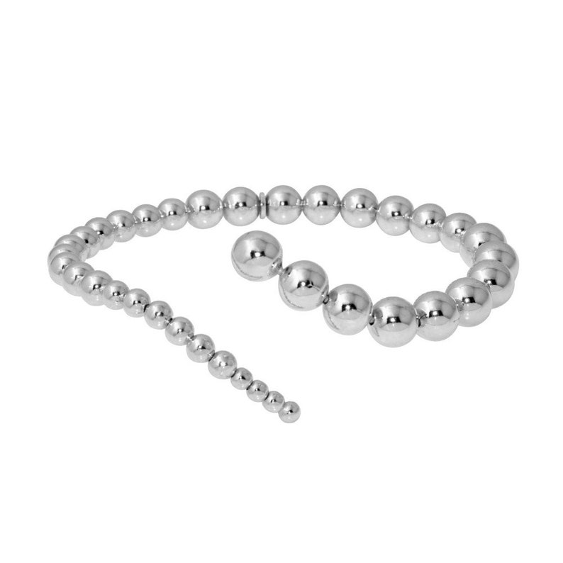 7.9mm Nickel Free Metal /& Rhodium Graduated 3.8 925 Sterling Silver Rhodium Plated Adjustable Lariat Beaded Bracelet