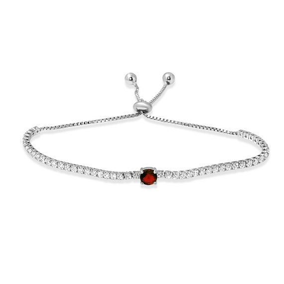 925 Sterling Silver and Rhodium Plated Ruby Bracelet for Women 925 Sterling Silver and Rhodium Plated Ruby Bracelet for Women