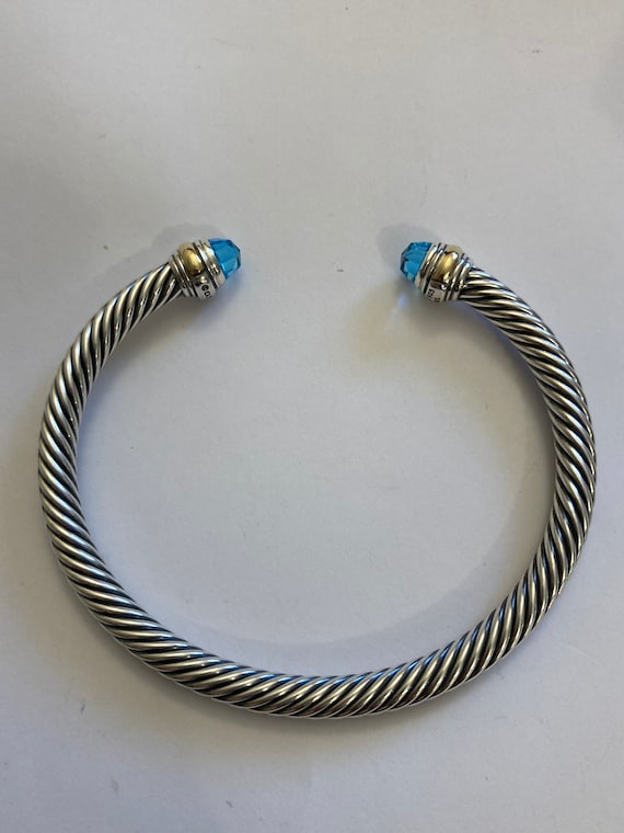 Previously Used David Yurman Cuff Bracelet 5mm blue Topaz Large View 6