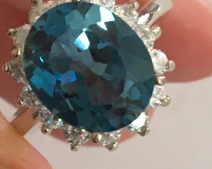 Royal Engagement Ring, Diana Ring, London Blue Topaz Engagement Ring, Oval Engagement Ring 12mmx10mm Oval Ring