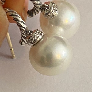 Previously Used David Yurman solari pearl Earrings 10mm pearls