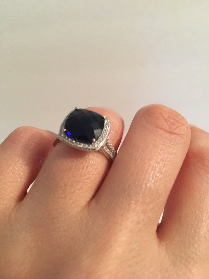 Cocktail Ring Blue Sapphire Ring Cushion Sapphire Ring September Birthstone Ring Cushion Sapphire Ring Sapphire Engagement Ring