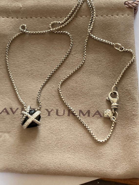 David Yurman WRAP Diamond ONYX necklace Pendant 10