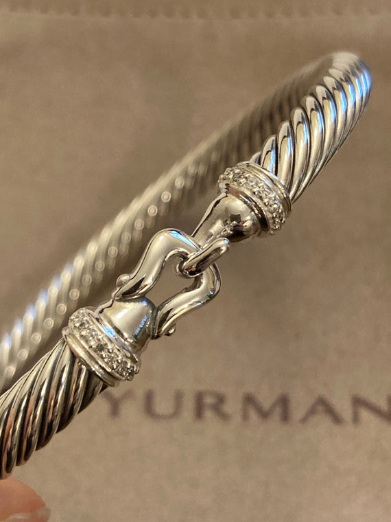Classic Cable Bracelet in Sterling Silver with Diamonds, 7mm | David Yurman